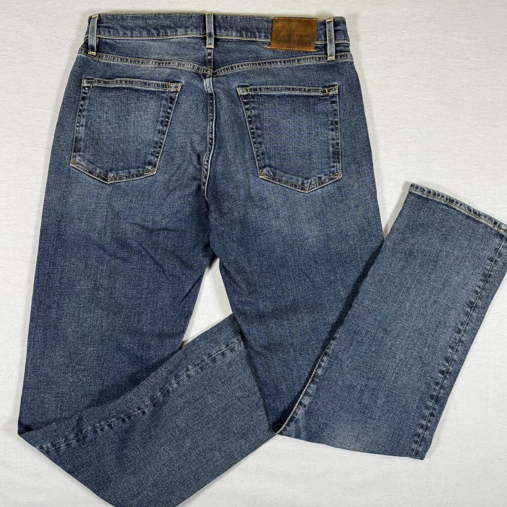 Flint and Tinder Mens 32x32 Straight Fit Jeans Dark Wash Denim Blue Stretch USA